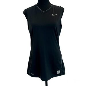 NIKE Pro women’s black athletic V-neck tank top Sz M 8-10